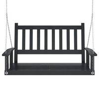 Tuinschommelbank met metalen kettingen massief vurenhout zwart 4