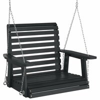 Tuinschommelstoel met metalen kettingen massief vurenhout zwart 2