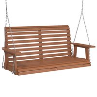 Tuinschommelbank met metalen kettingen massief vurenhout bruin 2
