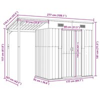 Tuinschuur met verlengd dak 277x107x181 cm staal bruin 9