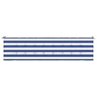 Tuinbankkussen gestreept 200x50x4 cm stof wit en blauw 4