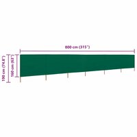 Windscherm 6-panelen 800x160 cm stof groen 6