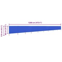 Windscherm 9-panelen 1200x80 cm stof azuurblauw 6