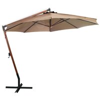 Zweefparasol met paal 3,5x2,9 m massief vurenhout taupe 2