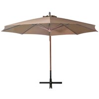 Zweefparasol met paal 3,5x2,9 m massief vurenhout taupe 3