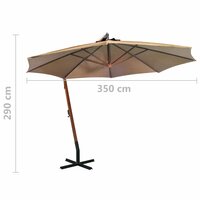 Zweefparasol met paal 3,5x2,9 m massief vurenhout taupe 9
