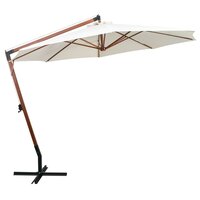 Zweefparasol met houten paal 350 cm wit 2