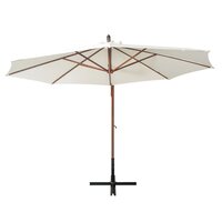 Zweefparasol met houten paal 350 cm wit 3