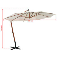 Zweefparasol met houten paal 350 cm wit 9