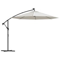 Zweefparasol met LED-verlichting en metalen paal 300 cm zand 2
