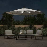 Zweefparasol met LED-verlichting en metalen paal 300 cm zand 3