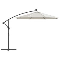 Zweefparasol met LED-verlichting en metalen paal 300 cm zand 4