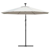 Zweefparasol met LED-verlichting en metalen paal 300 cm zand 7