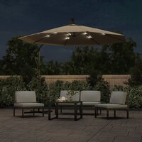 Zweefparasol met LED-verlichting stalen paal 300 cm taupe 2
