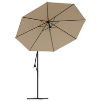 Zweefparasol met LED-verlichting stalen paal 300 cm taupe 4