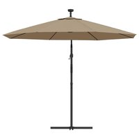 Zweefparasol met LED-verlichting stalen paal 300 cm taupe 6