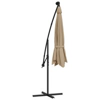 Zweefparasol met LED-verlichting stalen paal 300 cm taupe 7