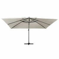 Zweefparasol met LED en aluminium paal 400x300 cm zandkleurig 2