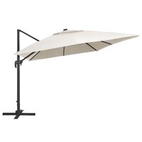 Zweefparasol met LED en aluminium paal 400x300 cm zandkleurig 3