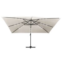 Zweefparasol met LED en aluminium paal 400x300 cm zandkleurig 4