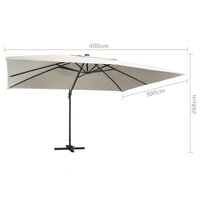 Zweefparasol met LED en aluminium paal 400x300 cm zandkleurig 9