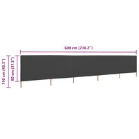 Windscherm 5-panelen 600x80 cm stof antraciet 6