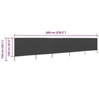 Windscherm 5-panelen 600x120 cm stof antraciet 6