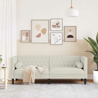Driezitsbank Chesterfield-stijl met bolsters fluweel cr&egrave;mekleur 3