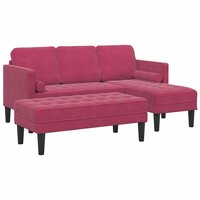 Bankstel met kussen 2 pcs Wijnrood Polyester 2