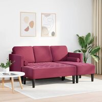 Bankstel met kussen 2 pcs Wijnrood Polyester 3