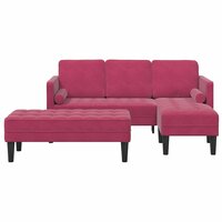 Bankstel met kussen 2 pcs Wijnrood Polyester 4