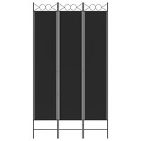Kamerscherm met 3 panelen 120x220 cm stof zwart 3