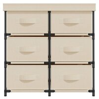 Opbergkast met 6 lades 55x29x55 cm staal cr&egrave;mekleurig 3
