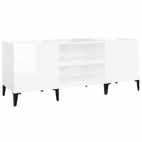 Platenkast 121x38x48 cm bewerkt hout hoogglans wit 2