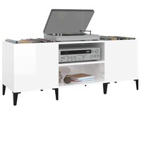 Platenkast 121x38x48 cm bewerkt hout hoogglans wit 4