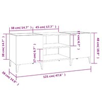 Platenkast 121x38x48 cm bewerkt hout hoogglans wit 8