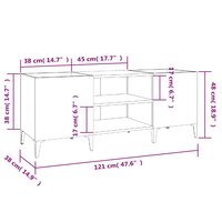 Platenkast 121x38x48 cm bewerkt hout grijs sonoma eikenkleurig 8