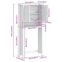 Wasmachinekast BERG 76x27x164,5 cm massief hout wit 8