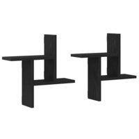 Wandplanken 2 stuks Zwart Eiken 38x12x38 cm Bewerkt Hout 2