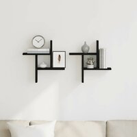 Wandplanken 2 stuks Zwart Eiken 38x12x38 cm Bewerkt Hout 3