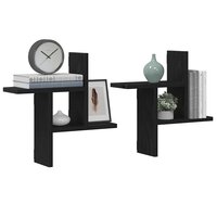 Wandplanken 2 stuks Zwart Eiken 38x12x38 cm Bewerkt Hout 4