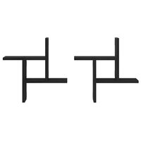 Wandplanken 2 stuks Zwart Eiken 38x12x38 cm Bewerkt Hout 5