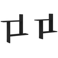 Wandplanken 2 stuks Zwarte Eiken 50x12x50 cm Bewerkt Hout 2