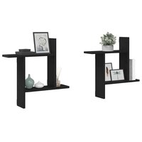 Wandplanken 2 stuks Zwarte Eiken 50x12x50 cm Bewerkt Hout 4