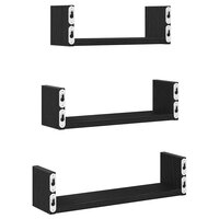 Wandplanken 3 stuks Zwart Eikenhout 7