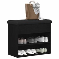 Opslagbank met plank Zwart Eiken 62 x 32 x 50 cm Bewerkt hout 3