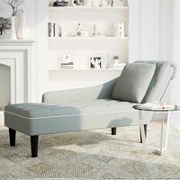 Chaise longue met kussen &amp; rechterarmleuning fluweel lichtgrijs 3