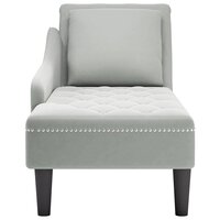 Chaise longue met kussen &amp; rechterarmleuning fluweel lichtgrijs 4
