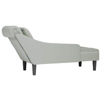 Chaise longue met kussen &amp; rechterarmleuning fluweel lichtgrijs 6
