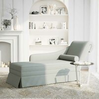 Chaise longue met bolster&amp;rechterarmleuning fluweel lichtgrijs 2